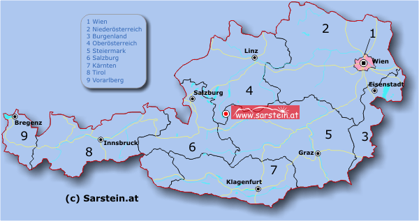 Sarstein - Sarsteinalm - Anreise - Landkarte - Österreich